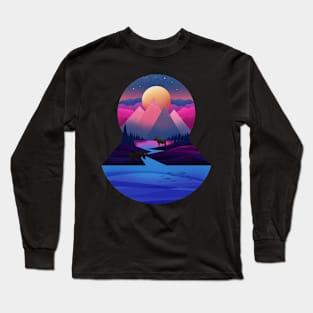 Moose in the forest at dusk Long Sleeve T-Shirt